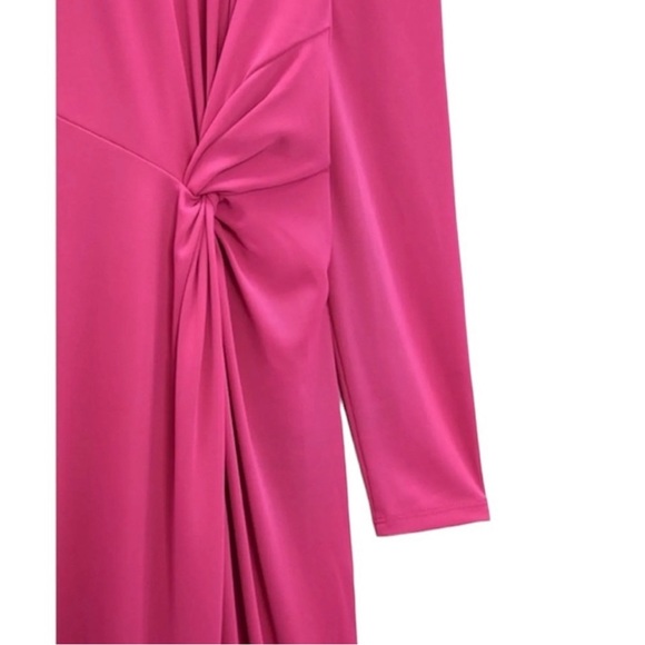 ZARA PINK MIDI DRESS WITH FRONT KNOT - Picture 6 of 6